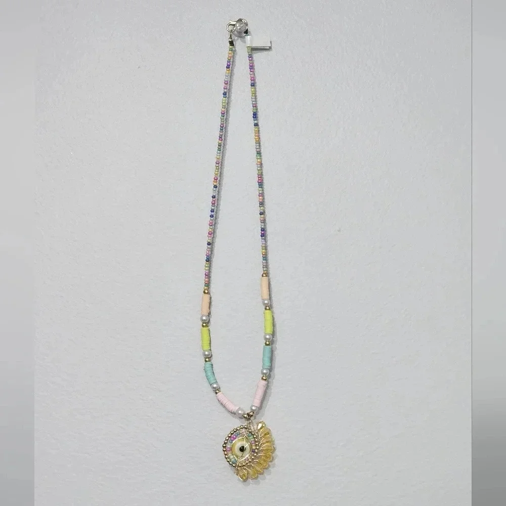 Handmade  colorful evil eye necklace